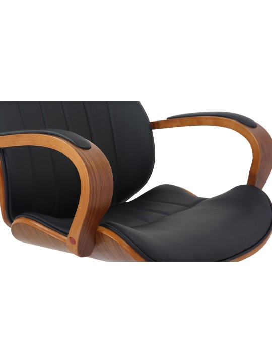 Chaise de bureau Melilla simili cuir, noyer/noir