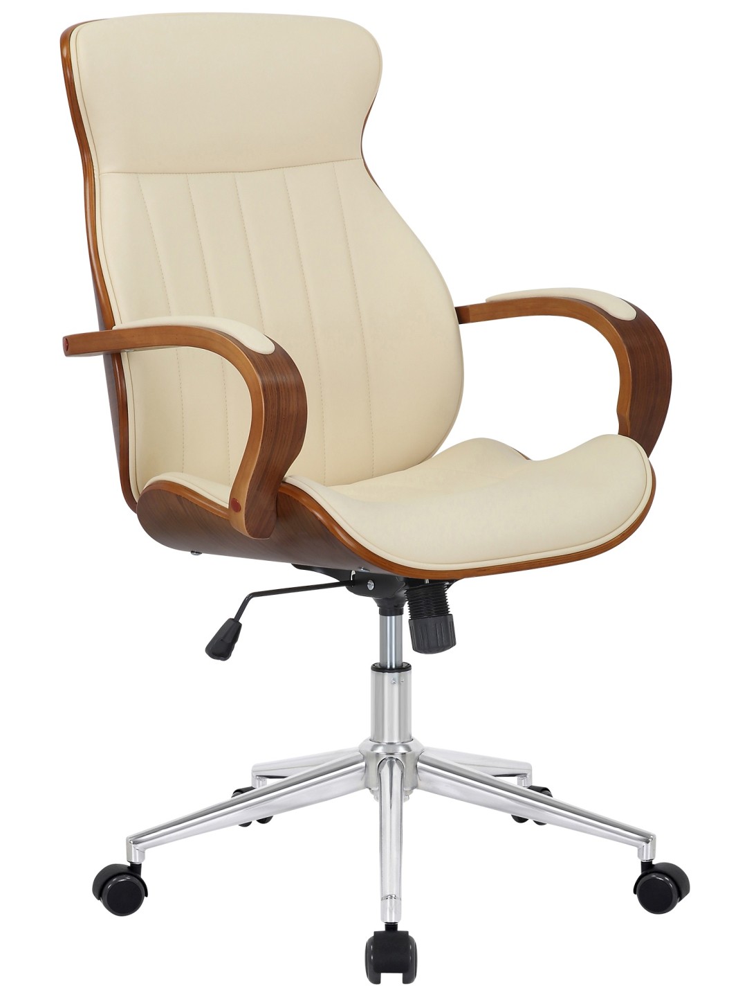 Chaise de bureau Melilla simili cuir, noyer/crème