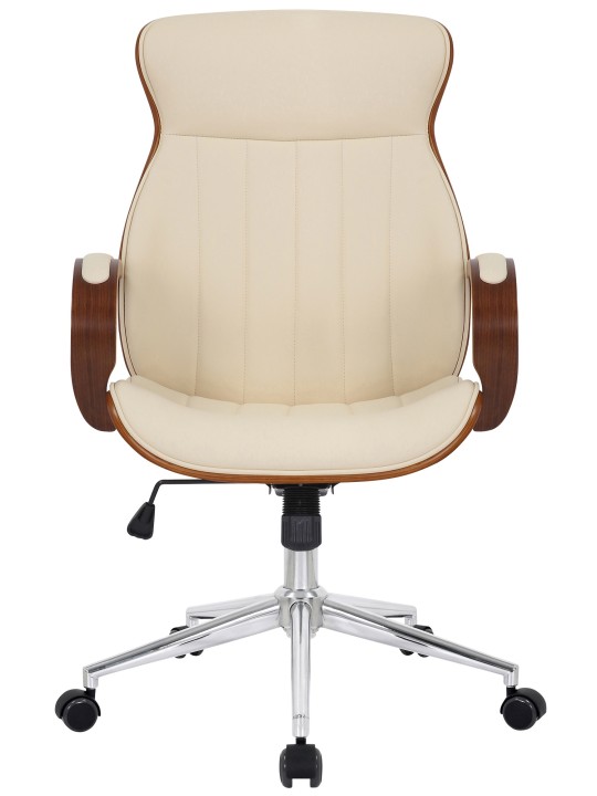 Chaise de bureau Melilla simili cuir, noyer/crème