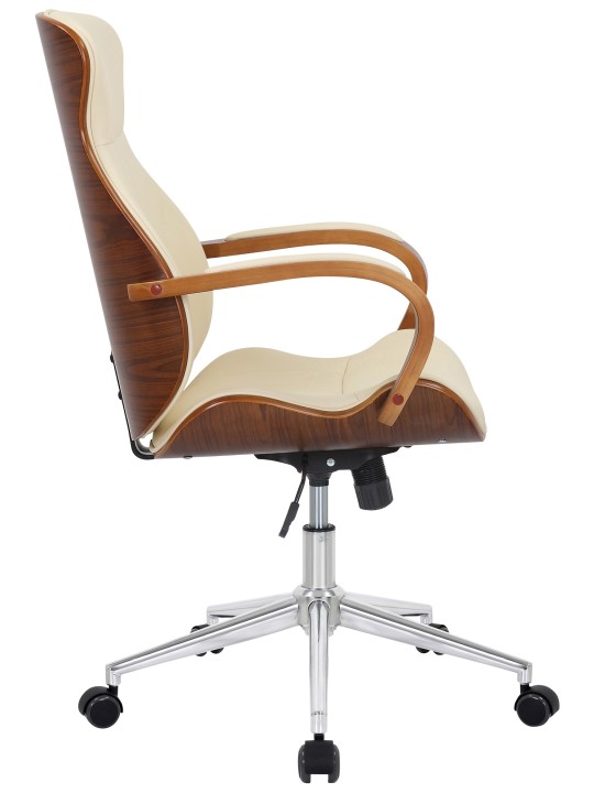 Chaise de bureau Melilla simili cuir, noyer/crème