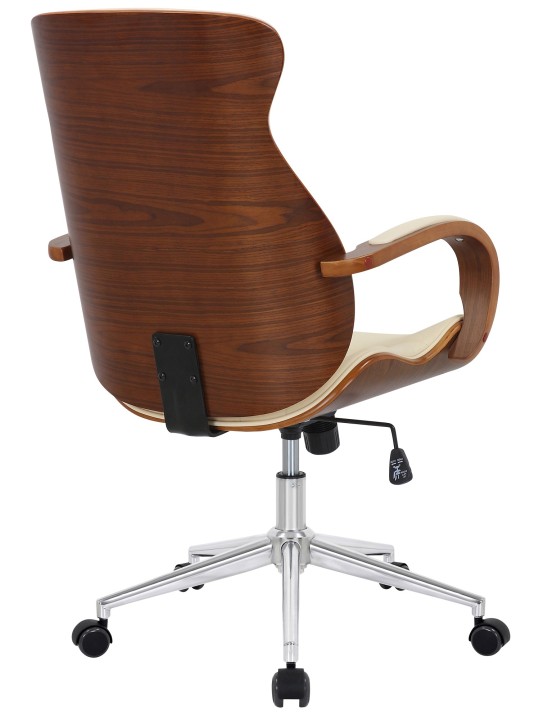 Chaise de bureau Melilla simili cuir, noyer/crème