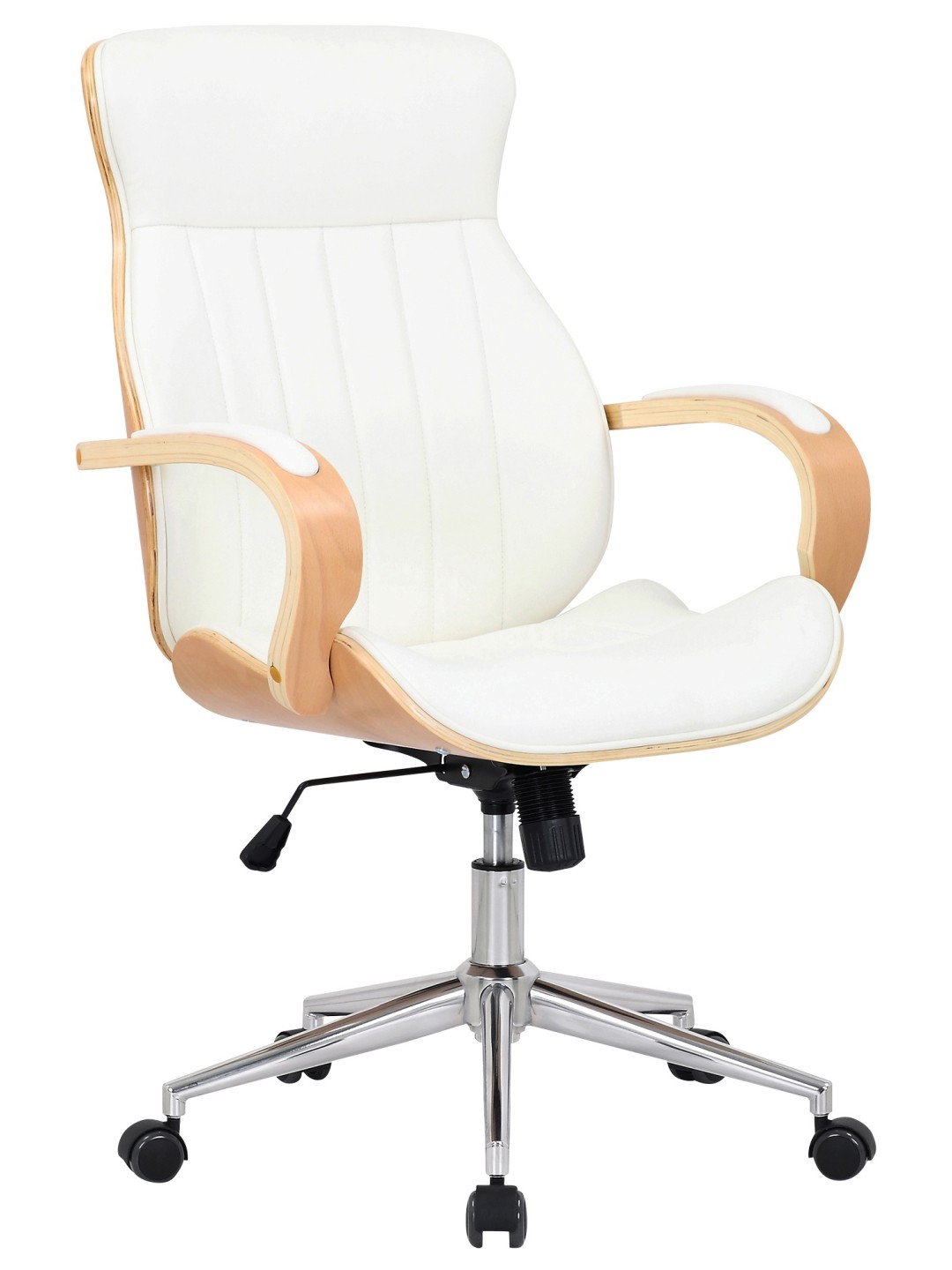 Chaise de bureau Melilla simili cuir, naturel/blanc