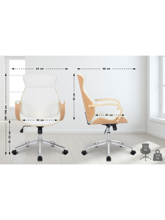 Chaise de bureau Melilla simili cuir, naturel/blanc Chaise de bureau Melilla simili cuir, naturel/blanc