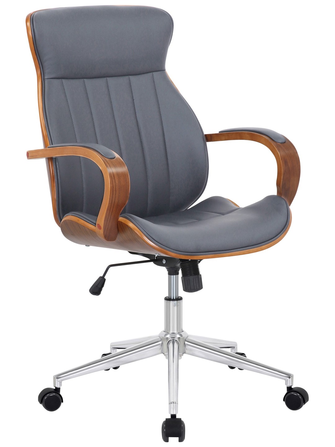 Chaise de bureau Melilla simili cuir, noyer/gris