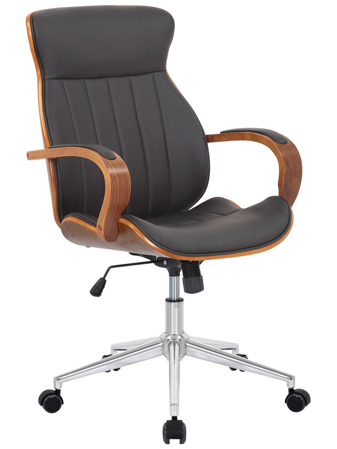 Chaise de bureau Melilla simili cuir, noyer/brun