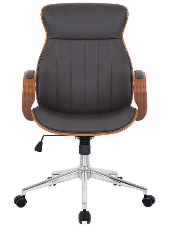 Chaise de bureau Melilla simili cuir, noyer/brun