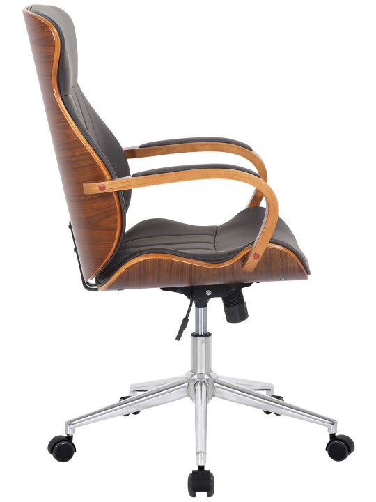 Chaise de bureau Melilla simili cuir, noyer/brun