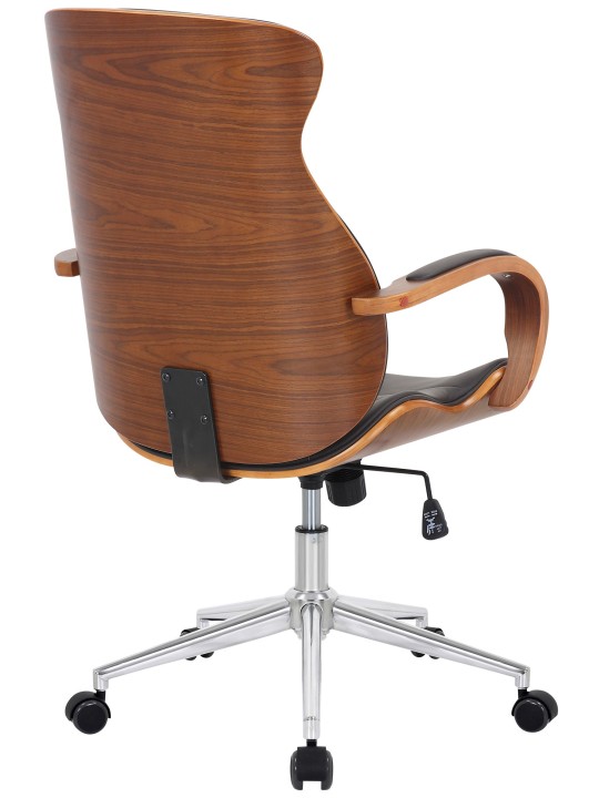 Chaise de bureau Melilla simili cuir, noyer/brun