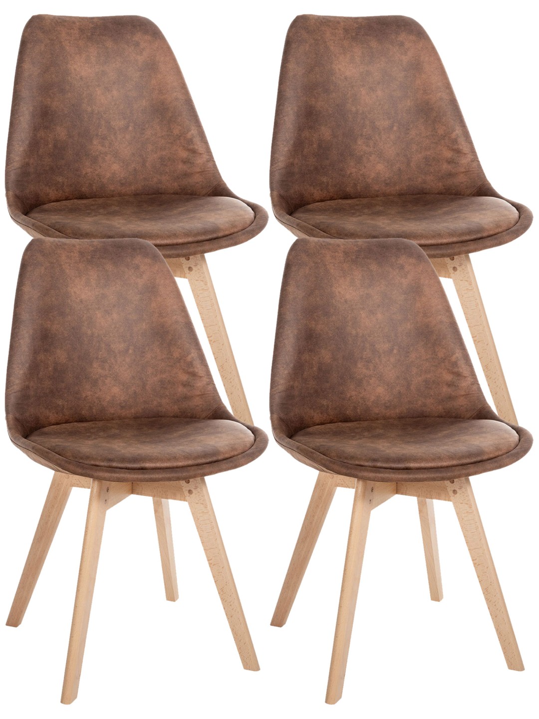 Ensemble de 4 chaises Linares Vintage, brun