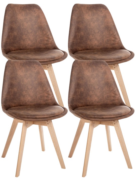 Ensemble de 4 chaises Linares Vintage, brun