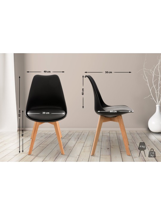 Ensemble de 4 chaises Linares, noir
