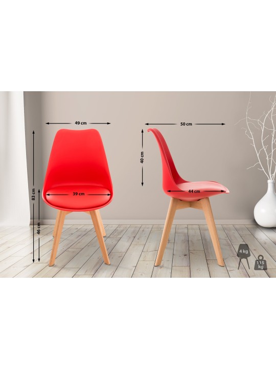 Ensemble de 4 chaises Linares, rouge