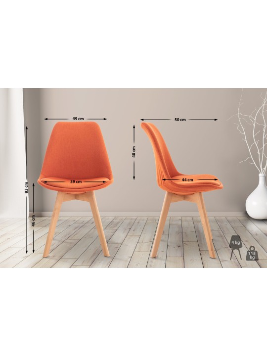 Ensemble de 4 chaises Linares tissu, orange
