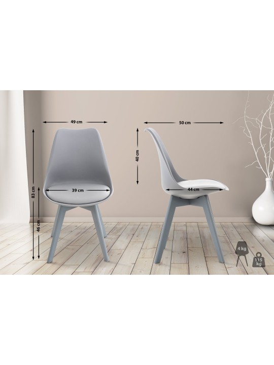 Ensemble de 4 chaises Linares plastique, gris/gris Ensemble de 4 chaises Linares plastique, gris/gris