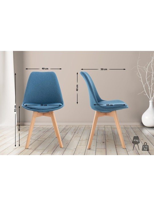 Chaise Linares en tissu, bleu