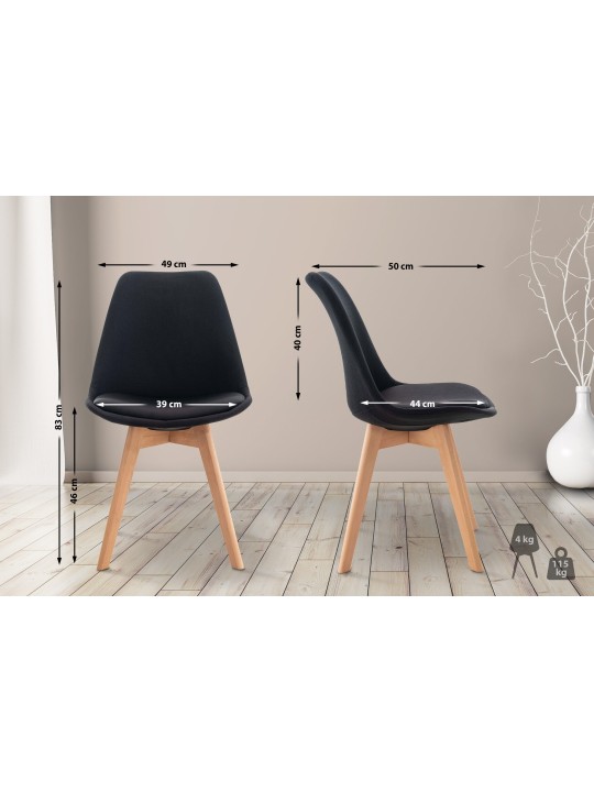 Chaise Linares en tissu, noir
