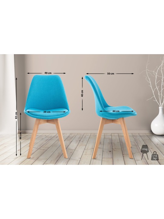 Chaise Linares en tissu, turquoise