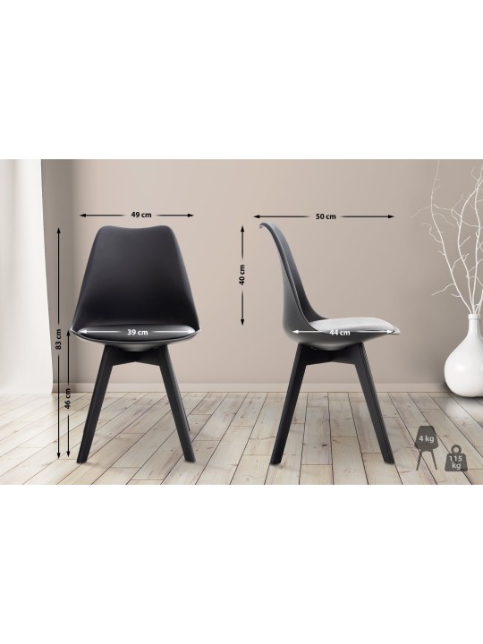 Chaise Linares, noir/noir