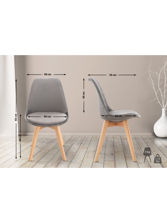 Chaise Linares Velours, gris