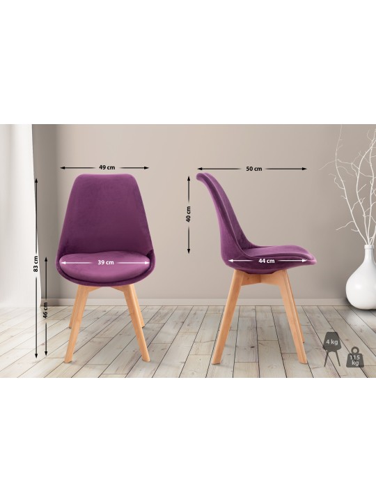 Chaise Linares Velours, lilas Chaise Linares Velours, lilas