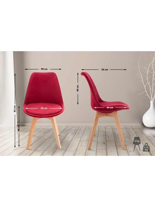 Chaise Linares Velours, rouge