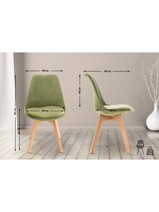 Chaise Linares Velours, vert clair