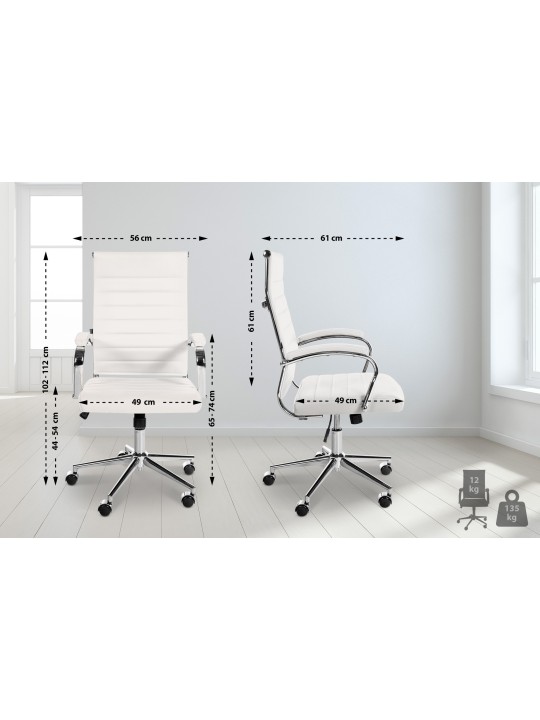 Chaise de bureau Mollis cuir véritable, blanc Chaise de bureau Mollis cuir véritable, blanc