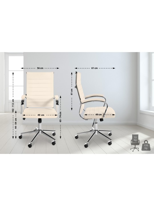 Chaise de bureau Mollis cuir véritable, crème Chaise de bureau Mollis cuir véritable, crème