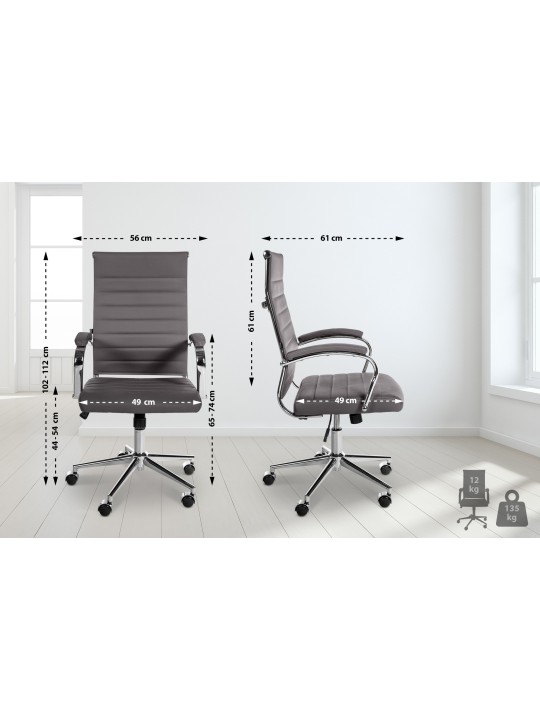 Chaise de bureau Mollis cuir véritable, gris Chaise de bureau Mollis cuir véritable, gris