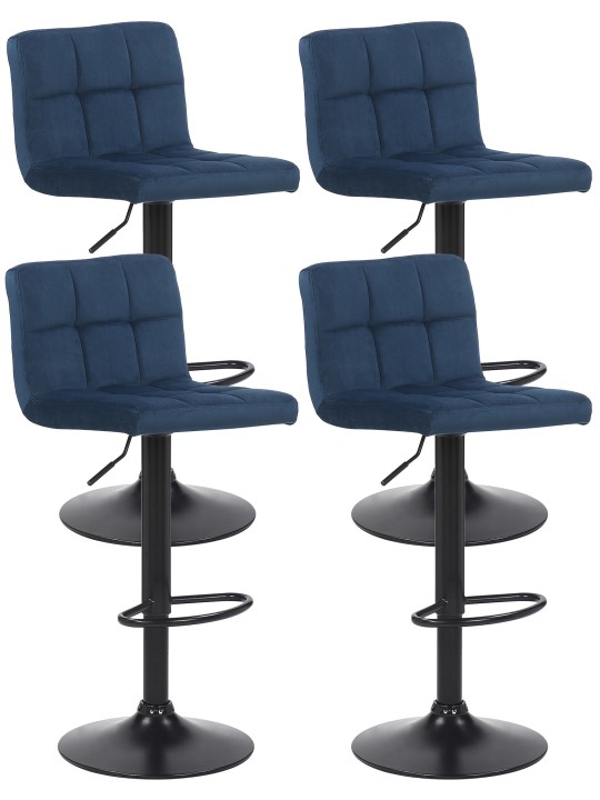 Lot de 4 tabourets de bar Feni velours, bleu