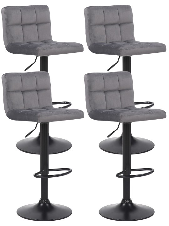 Lot de 4 tabourets de bar Feni velours, gris