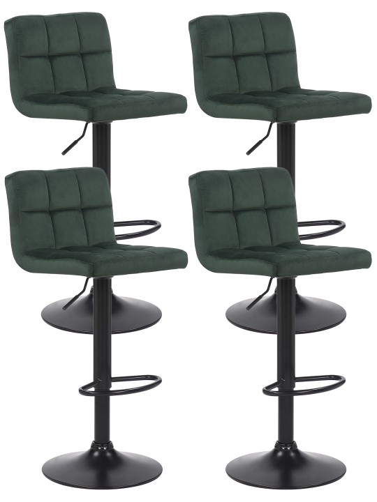 Lot de 4 tabourets de bar Feni velours, vert Lot de 4 tabourets de bar Feni velours, vert