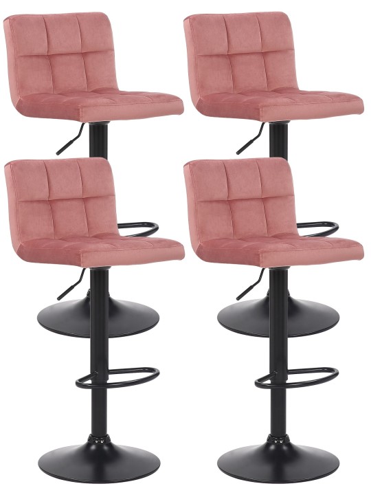 Lot de 4 tabourets de bar Feni velours, rose
