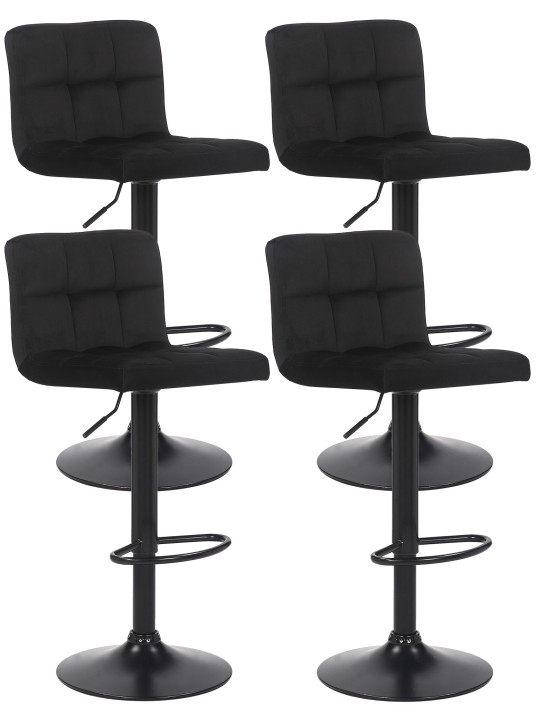 Lot de 4 tabourets de bar Feni velours, noir