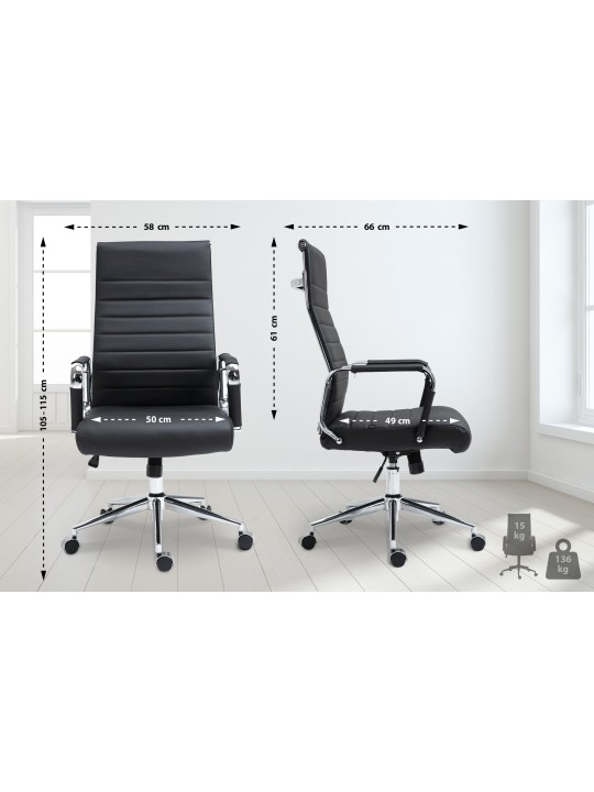 Chaise de bureau Columbus cuir véritable, noir Chaise de bureau Columbus cuir véritable, noir