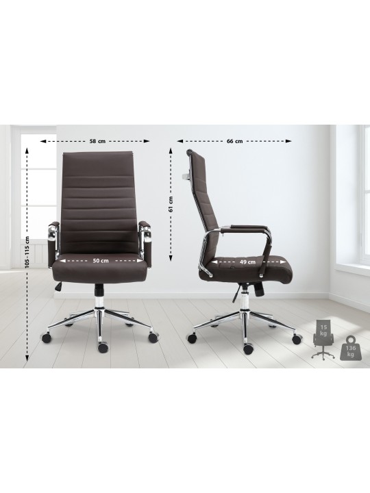 Chaise de bureau Columbus cuir véritable, brun Chaise de bureau Columbus cuir véritable, brun