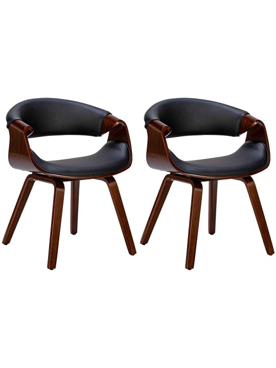 Lot de 2 chaises de salle à manger Foley simili cuir, noyer/noir Lot de 2 chaises de salle à manger Foley simili cuir, noyer/noir