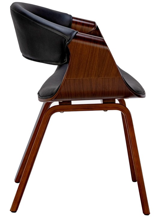 Lot de 2 chaises de salle à manger Foley simili cuir, noyer/noir Lot de 2 chaises de salle à manger Foley simili cuir, noyer/noir