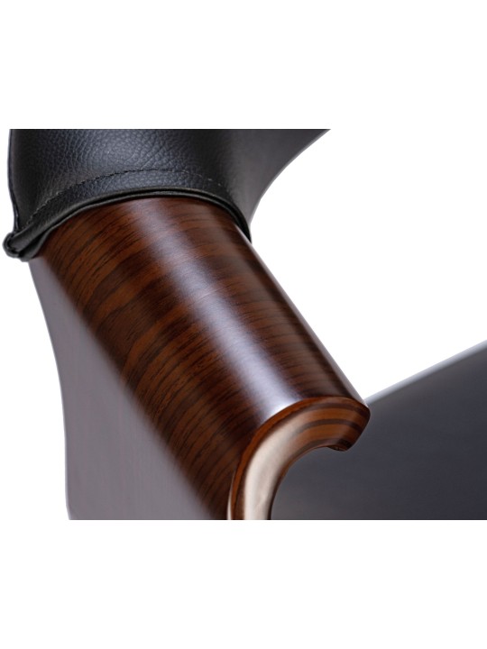 Lot de 2 chaises de salle à manger Foley simili cuir, noyer/noir Lot de 2 chaises de salle à manger Foley simili cuir, noyer/noir