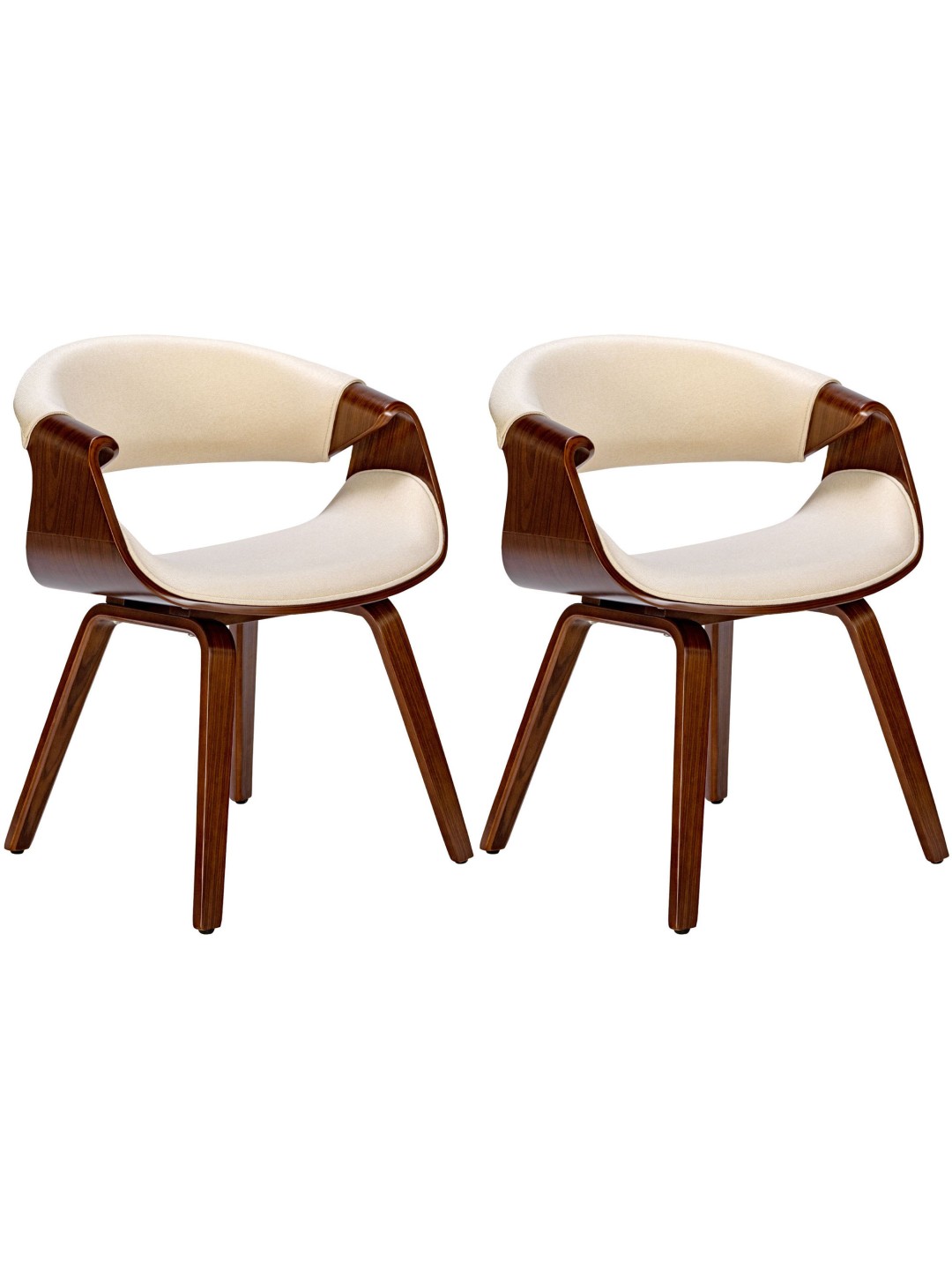 Lot de 2 chaises de salle à manger Foley en tissu, noyer/crème