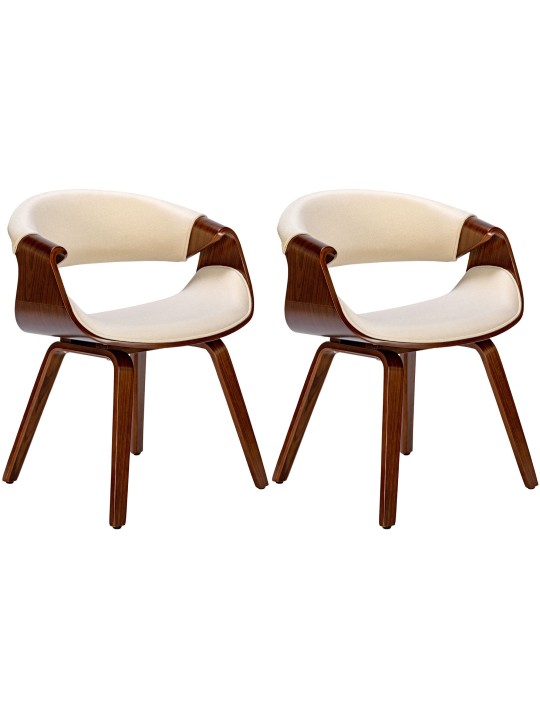 Lot de 2 chaises de salle à manger Foley en tissu, noyer/crème