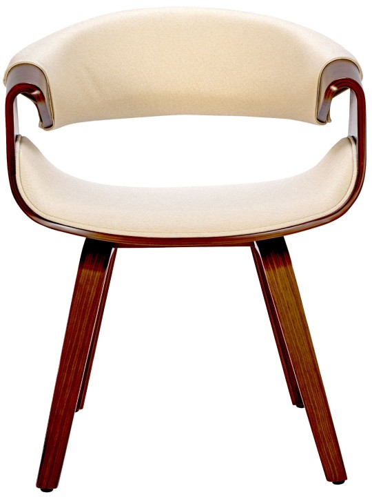 Lot de 2 chaises de salle à manger Foley en tissu, noyer/crème