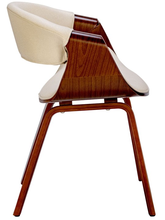 Lot de 2 chaises de salle à manger Foley en tissu, noyer/crème