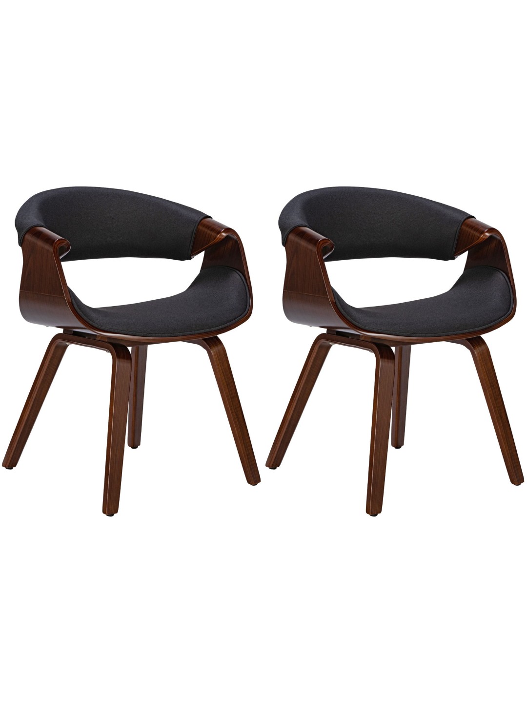 Lot de 2 chaises de salle à manger Foley en tissu, noyer/noir