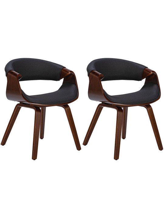 Lot de 2 chaises de salle à manger Foley en tissu, noyer/noir