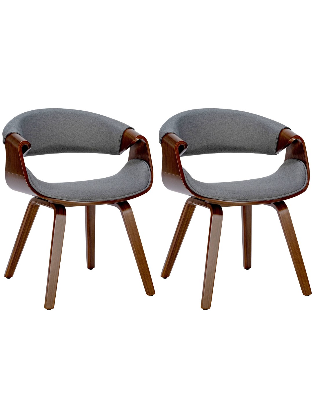 Lot de 2 chaises de salle à manger Foley en tissu, noyer/gris