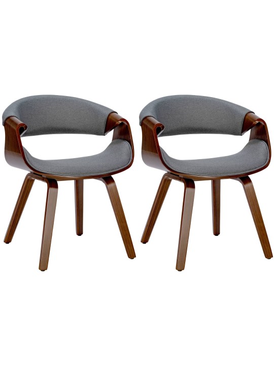 Lot de 2 chaises de salle à manger Foley en tissu, noyer/gris