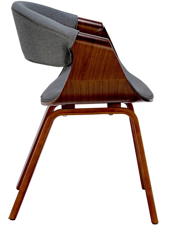 Lot de 2 chaises de salle à manger Foley en tissu, noyer/gris