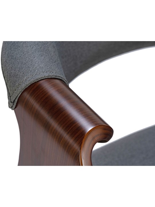 Lot de 2 chaises de salle à manger Foley en tissu, noyer/gris