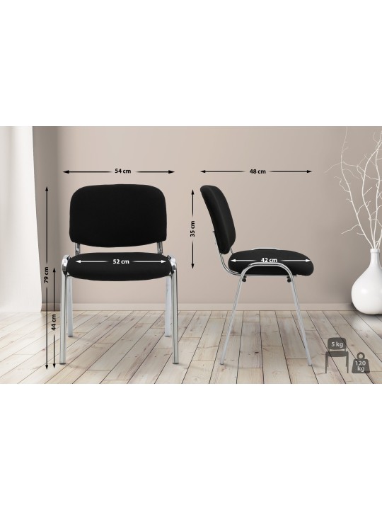 Chaise visiteur Ken C tissu, noir